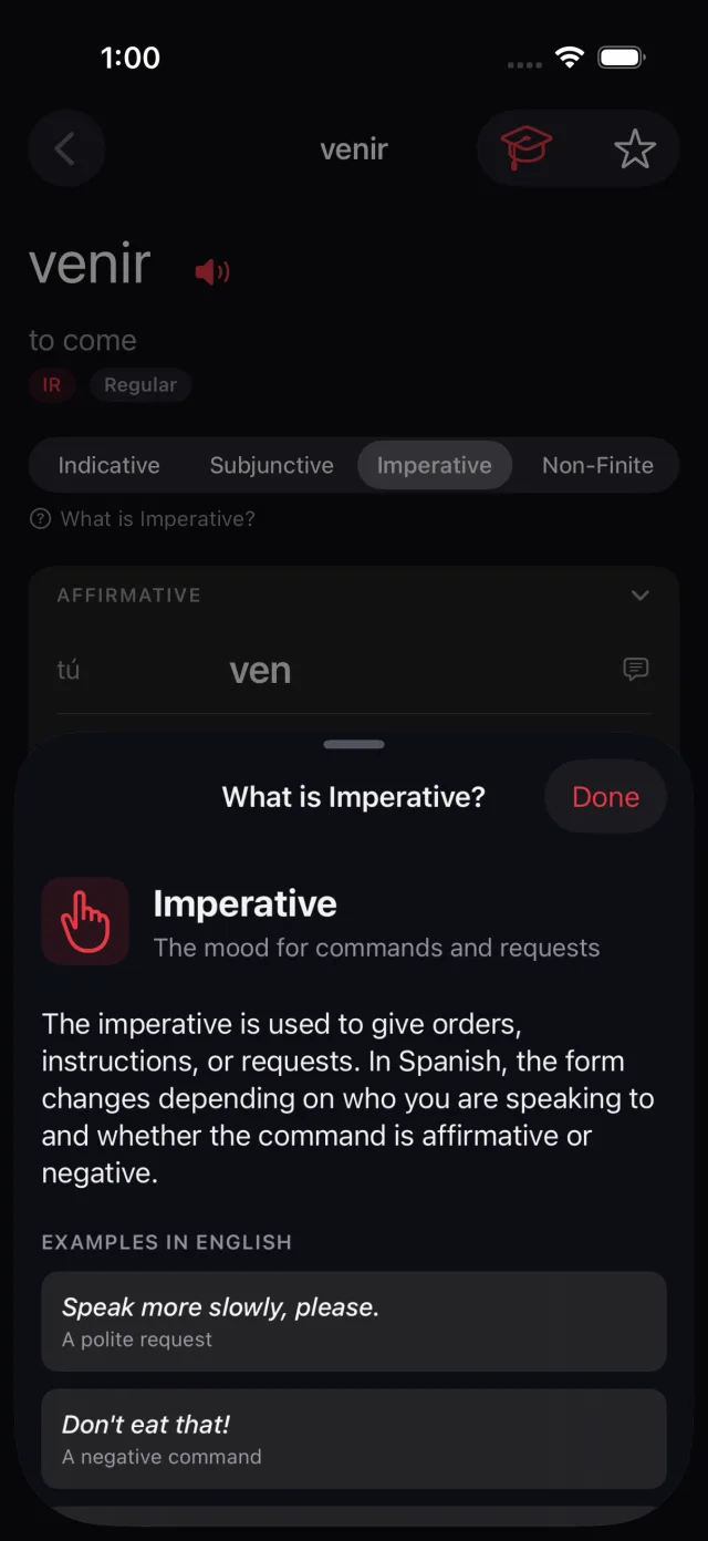 A plain-language explanation of the imperative mood inside Conjugo